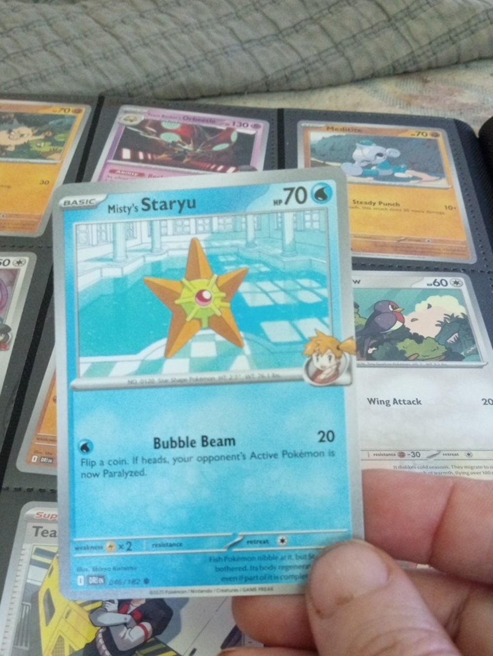 Pokemon Misty's Staryu Card - Blue & Gold Artwork